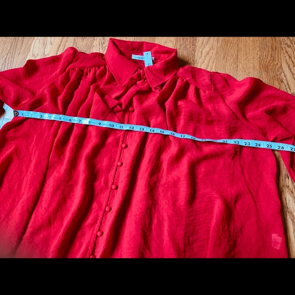 NWT Tie neck button up oversize blouse size M - Picture 13 of 17
